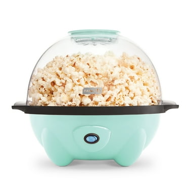 Dash 4.5 Qt. Stirring Electric Popcorn Popper with Lid for Serving Bowl & Convenient Storage, 18 Cups – Aqua - New