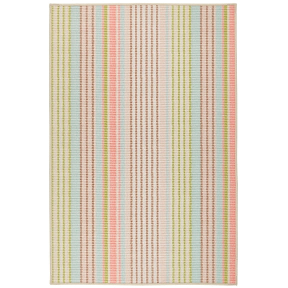 Dash & Albert Ana Ticking Machine Washable Rug, 2' 6" x 8', Aqua