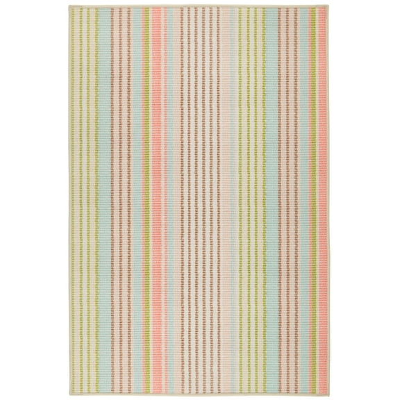 Dash & Albert Ana Ticking Machine Washable Rug, 2' x 3', Aqua