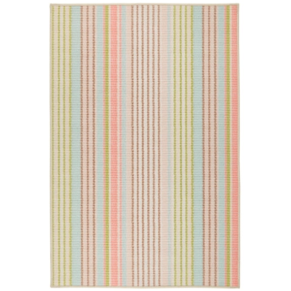 Dash & Albert Ana Ticking Machine Washable Rug, 2' x 3', Aqua