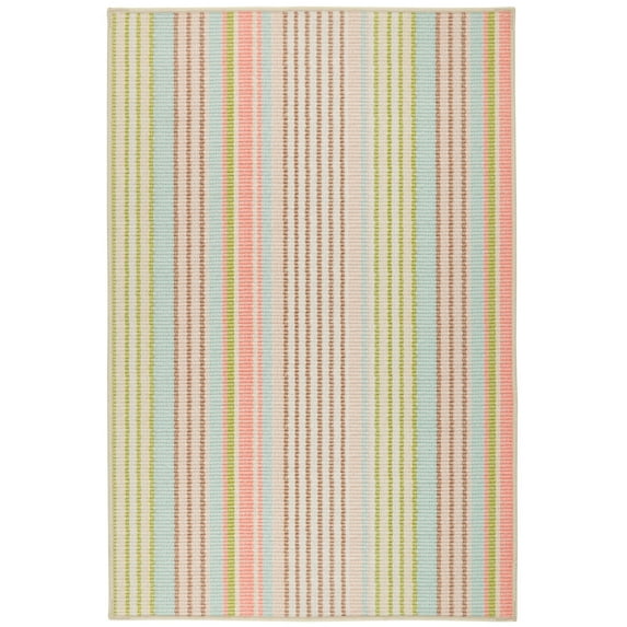 Dash & Albert Ana Ticking Machine Washable Rug, 6' x 9', Aqua