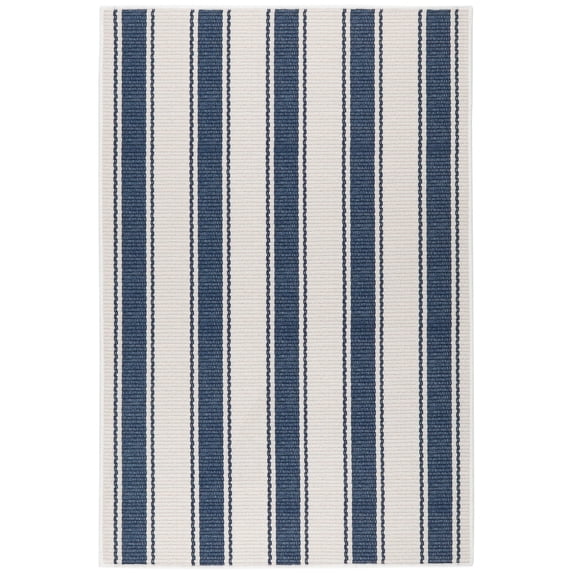 Dash & Albert Awning Stripe Machine Washable Rug, 2' 6" x 8', Blue