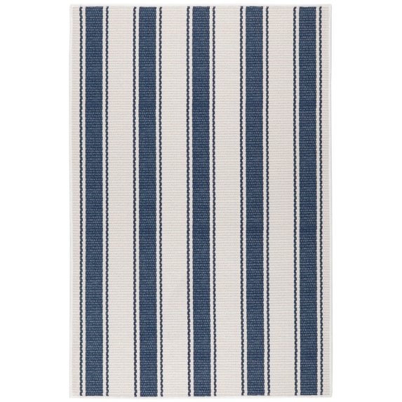 Dash & Albert Awning Stripe Machine Washable Rug, 4' x 6', Blue