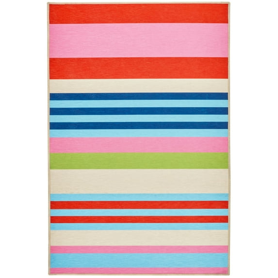 Dash & Albert Beach Stripe Machine Washable Rug, 5' x 8', Multi