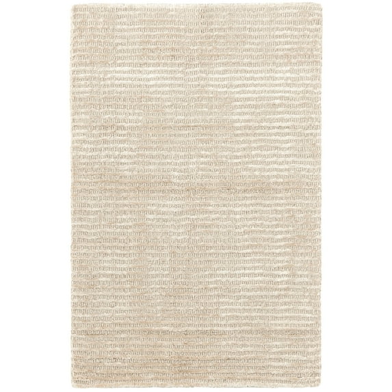 Dash & Albert Cut Stripe Hand Knotted Viscose/Wool Rug, 2' 6" x 8', Ivory