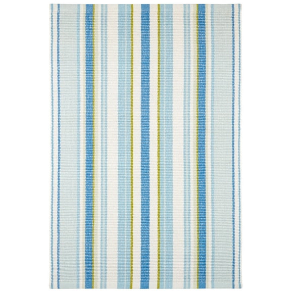 Dash & Albert Daphne Stripe Handwoven Cotton Rug, 2' 6" x 8', French Blue