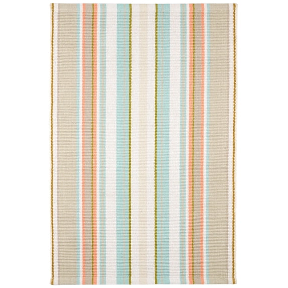 Dash & Albert Daphne Stripe Handwoven Cotton Rug, 2' x 3', Sky