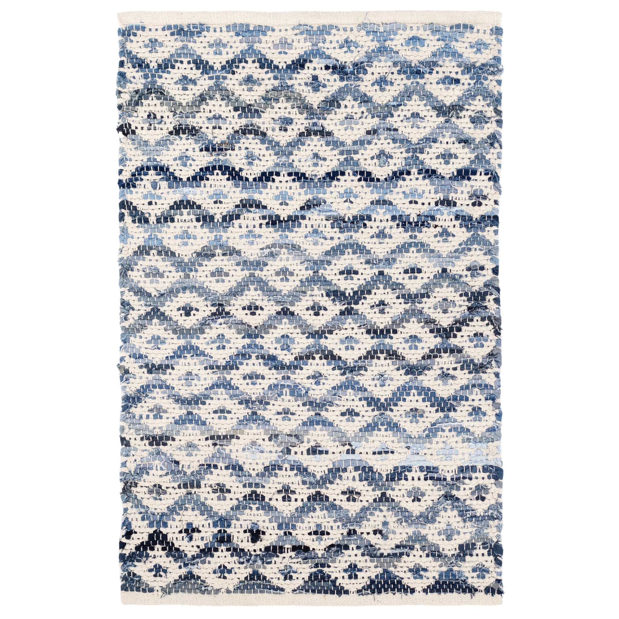 Dash & Albert Denim Rag Diamond Handwoven Cotton Rug, 2' 6