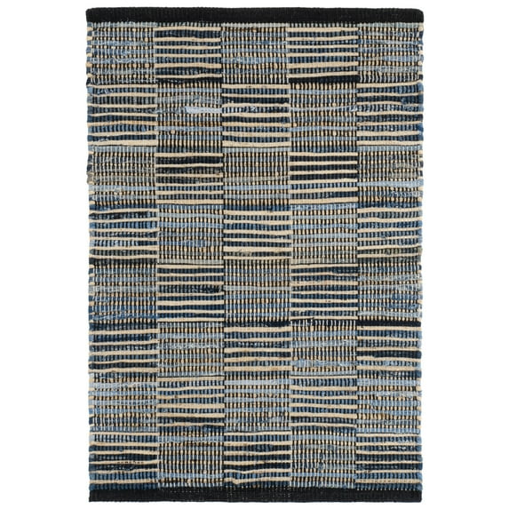 Dash & Albert Denim Rag Gridwork Handwoven Cotton Rug, 8' x 10', Blue