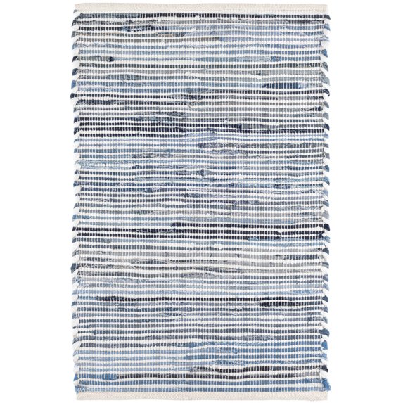 Dash & Albert Denim Rag Ribbed Handwoven Cotton Rug, 2' 6" x 8', Blue