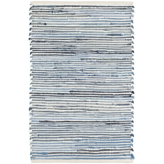 Dash & Albert Denim Rag Ribbed Handwoven Cotton Rug, 2' x 3', Blue