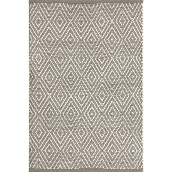 Dash & Albert Diamond Handwoven Indoor/Outdoor Rug, 8' x 10', Fieldstone/Ivory