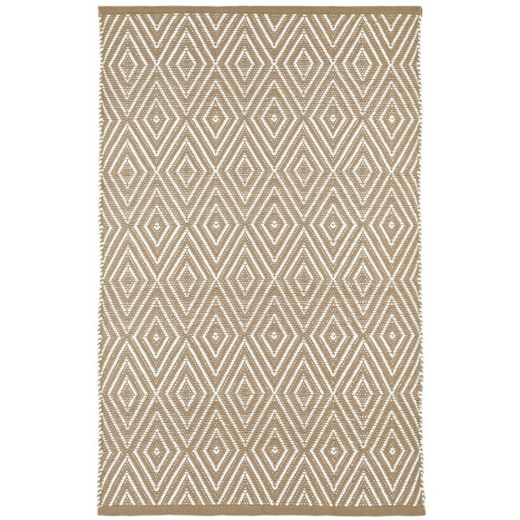 Dash & Albert Diamond Handwoven Indoor/Outdoor Rug, 8' x 10', Khaki/White