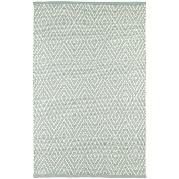 Dash & Albert Diamond Handwoven Indoor/Outdoor Rug, 8' x 10', Light Blue/Ivory