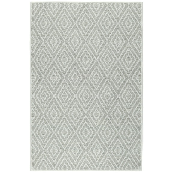 Dash & Albert Diamond Machine Washable Rug, 2' 6" x 8', Platinum/White
