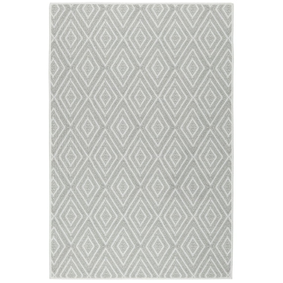 Dash & Albert Diamond Machine Washable Rug, 3' x 5', Platinum/White