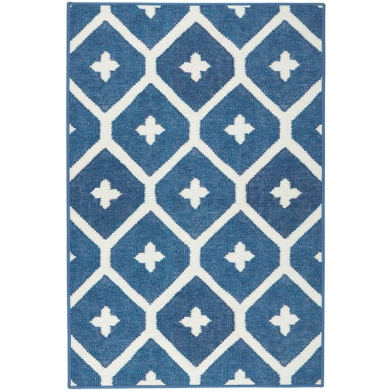 Dash & Albert Elizabeth Machine Washable Rug, 2' 6" x 8', Navy