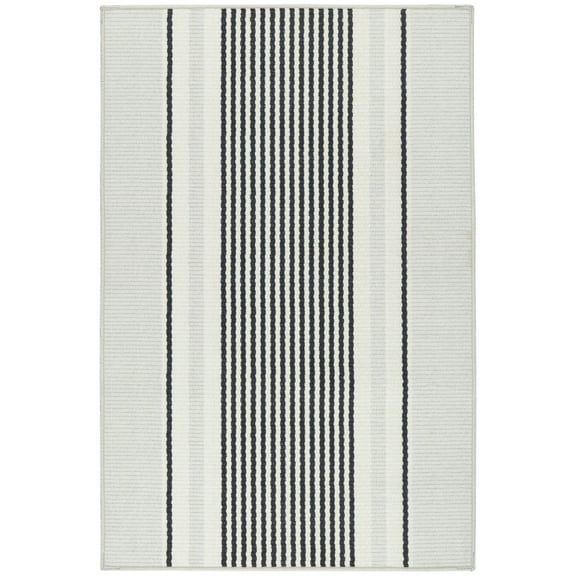 Dash & Albert Gunner Stripe Machine Washable Rug, 2' x 3', Grey