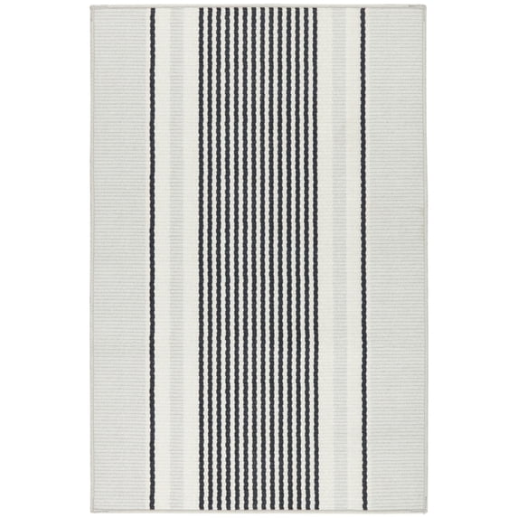 Dash & Albert Gunner Stripe Machine Washable Rug, 8' x 10', Grey