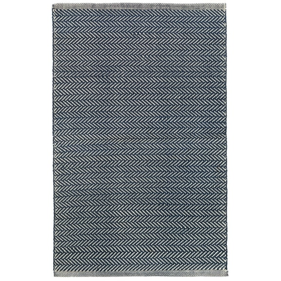 Dash & Albert Herringbone Handwoven Cotton Rug, 2' 6" x 12', Indigo
