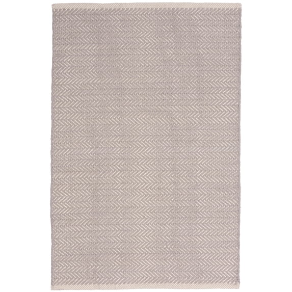 Dash & Albert Herringbone Handwoven Cotton Rug, 2' 6" x 8', Dove Grey