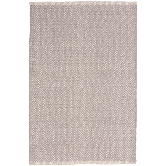 Dash & Albert Herringbone Handwoven Cotton Rug, 2' x 3', Dove Grey