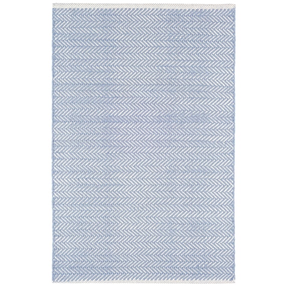 Dash & Albert Herringbone Handwoven Cotton Rug, 2' x 3', Swedish Blue
