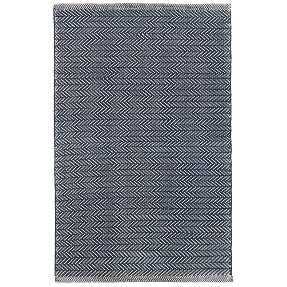Dash & Albert Herringbone Handwoven Cotton Rug, 3' x 5', Indigo