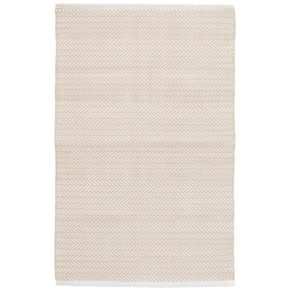 Dash & Albert Herringbone Handwoven Indoor/Outdoor Rug, 2' x 3', Linen/White