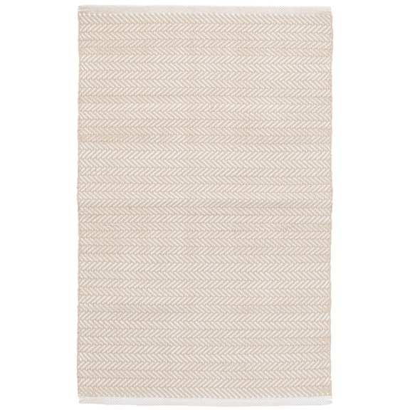 Dash & Albert Herringbone Handwoven Indoor/Outdoor Rug, 2' x 3', Linen/White