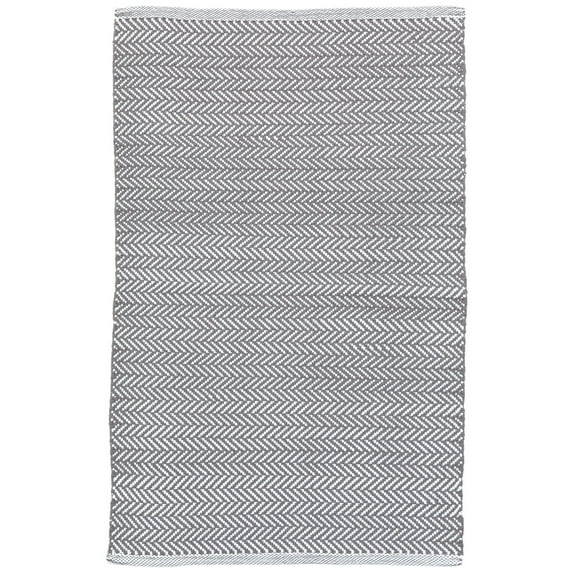 Dash & Albert Herringbone Handwoven Indoor/Outdoor Rug, 9' x 12', Shale/White
