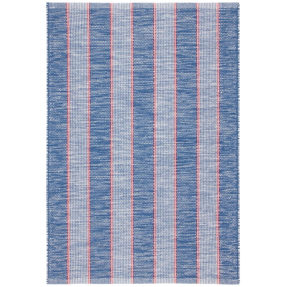Dash & Albert Hillsgrove Stripe Handwoven Cotton Rug, 5' x 8', Denim