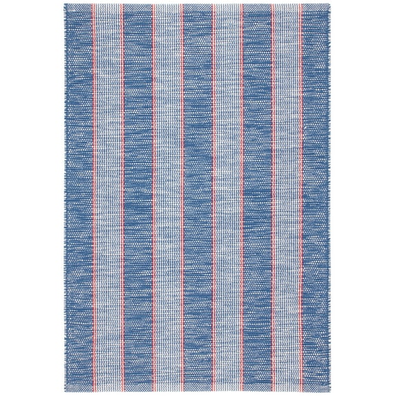 Dash & Albert Hillsgrove Stripe Handwoven Cotton Rug, 9' x 12', Denim