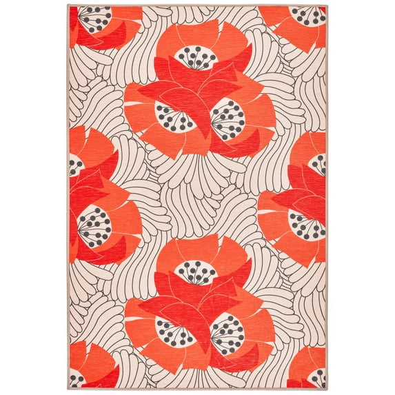 Dash & Albert Japanese Poppy Machine Washable Rug, 2' 6" x 8', Multi