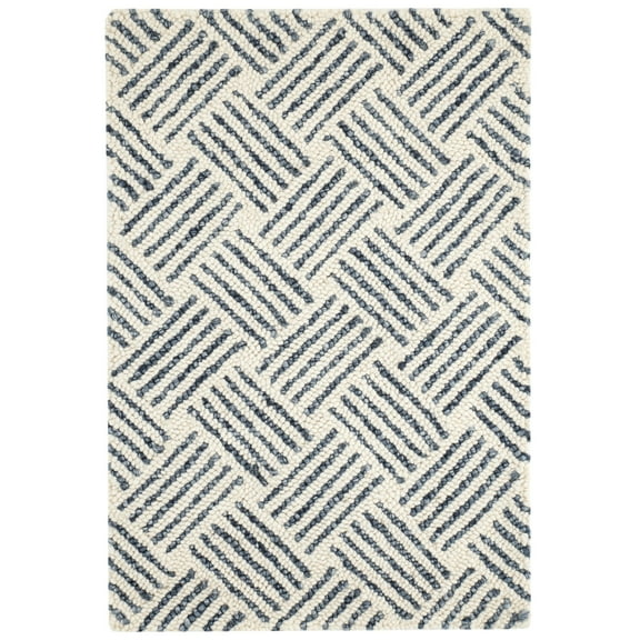 Dash & Albert Layers Hand Hooked Wool Rug, 2' x 3', Indigo