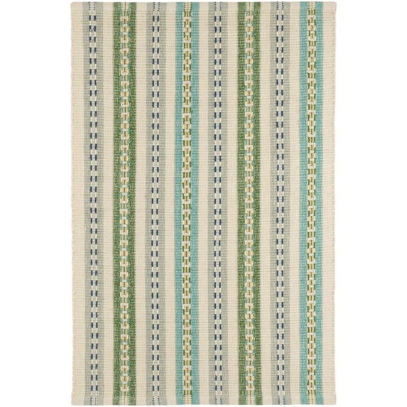 Dash & Albert Long Slade Handwoven Cotton Rug, 2' x 3', Teal