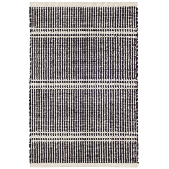 Dash & Albert Malta Handwoven Wool Rug, 10' x 14', Black/Ivory
