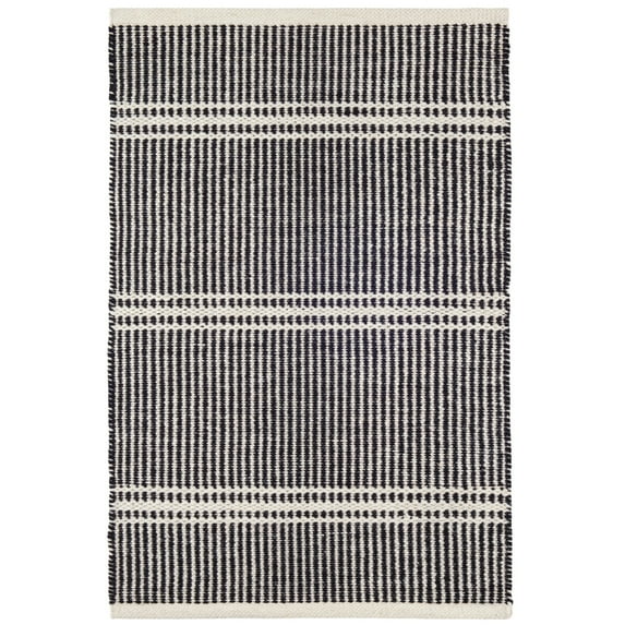 Dash & Albert Malta Handwoven Wool Rug, 9' x 12', Black/Ivory
