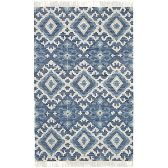 Dash & Albert Marmara Kilim Handwoven Cotton Rug, 10' x 14', Blue