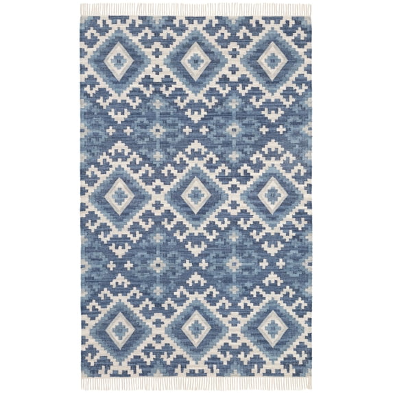 Dash & Albert Marmara Kilim Handwoven Cotton Rug, 2' x 3', Blue
