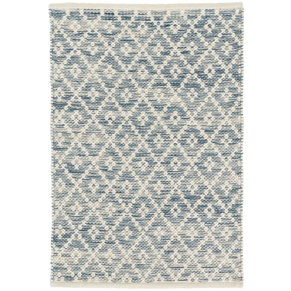 Dash & Albert Melange Diamond Handwoven Cotton Rug, 2' x 3', Blue
