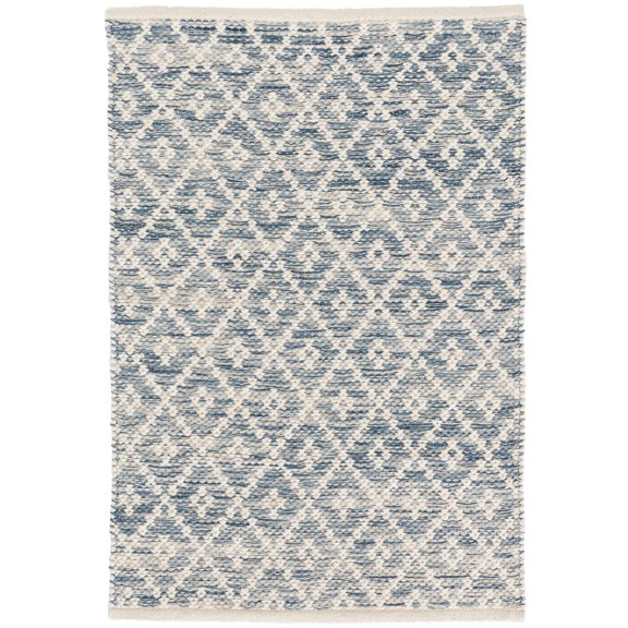 Dash & Albert Melange Diamond Handwoven Cotton Rug, 5' x 8', Blue