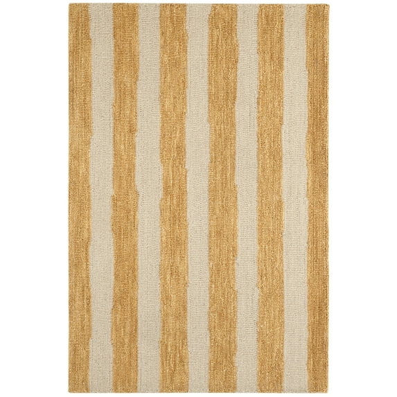 Dash & Albert Silas Stripe Hand Micro Hooked Wool Rug, 2' 6" x 8', Gold