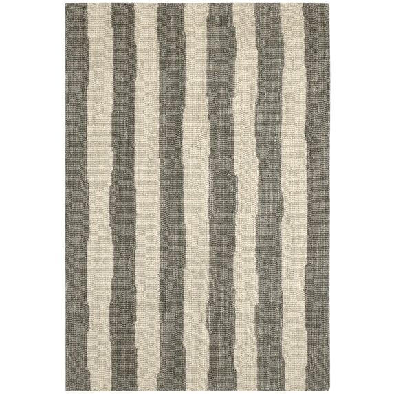 Dash & Albert Silas Stripe Hand Micro Hooked Wool Rug, 2' 6" x 8', Grey