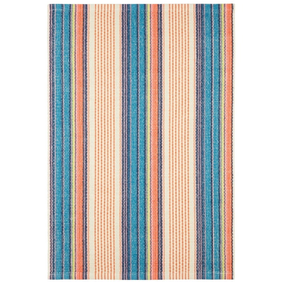 Dash & Albert Sloane Stripe Handwoven Cotton Rug, 3' x 5', Sunset
