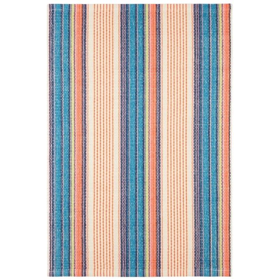 Dash & Albert Sloane Stripe Handwoven Cotton Rug, 5' x 8', Sunset
