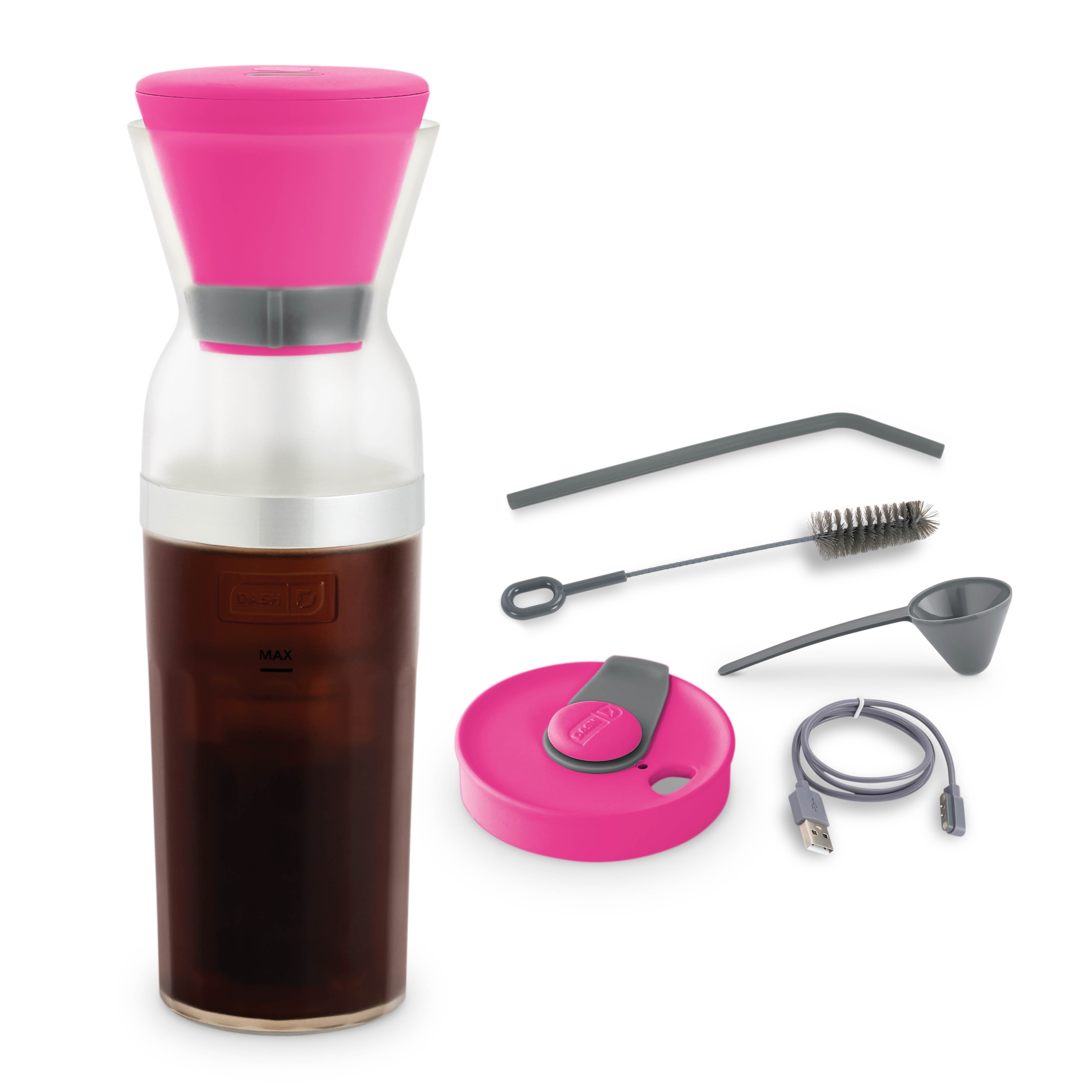 Dash Brew2Go™ Portable Cold Brew System, Makes 1.5 Cups Coffee, Pink