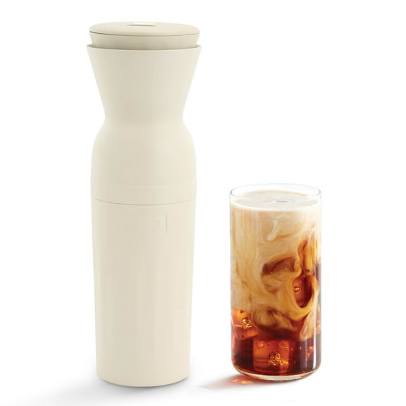 Open Box Dash Brew2Go Portable Cold Brew System, Single Serve, 10 Minute Brew, Rechargeable, with Travel Lid and Straw, Cream