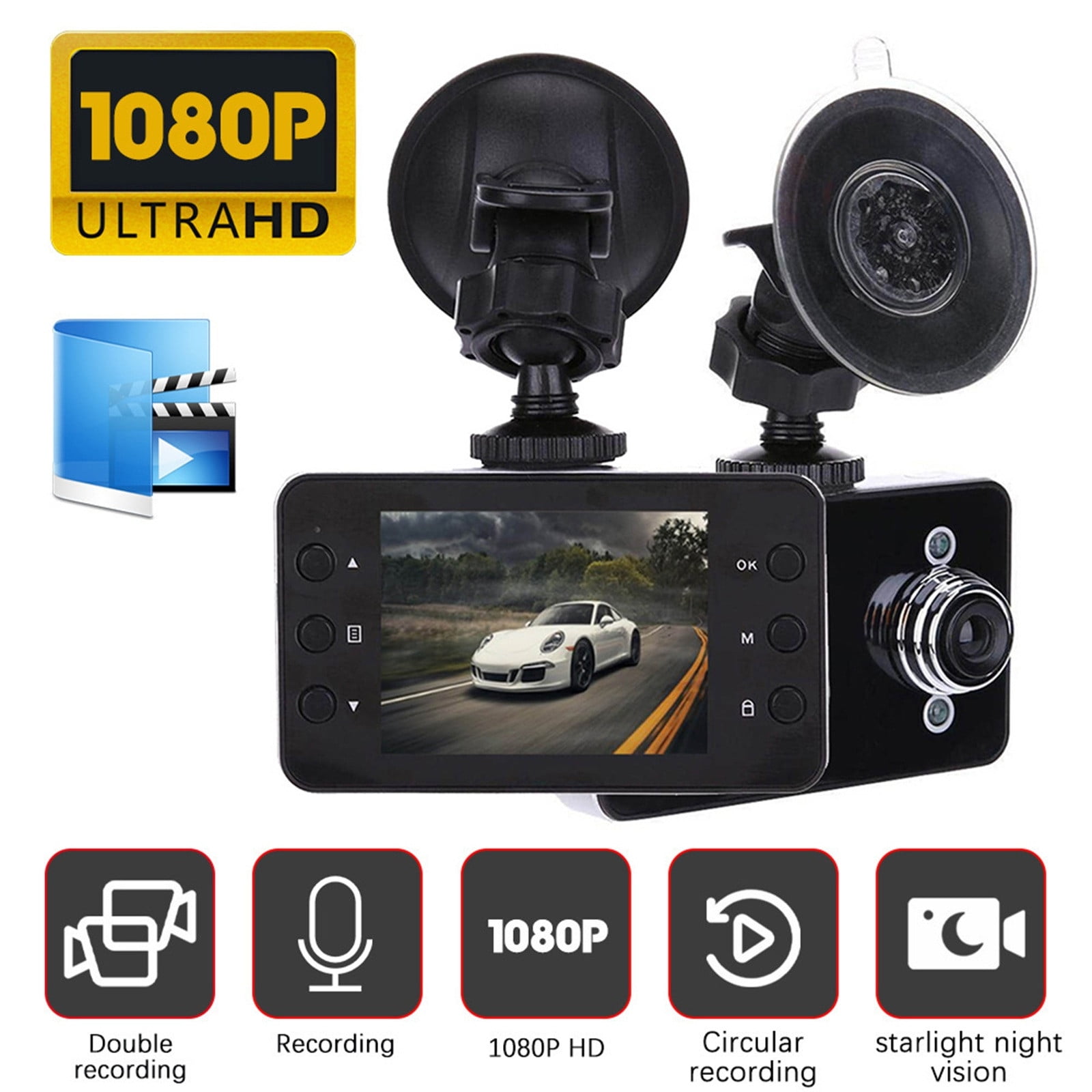 Dash Cam 1080P FHD DVR Car Driving Recorder 2.2 Inch IPS Screen