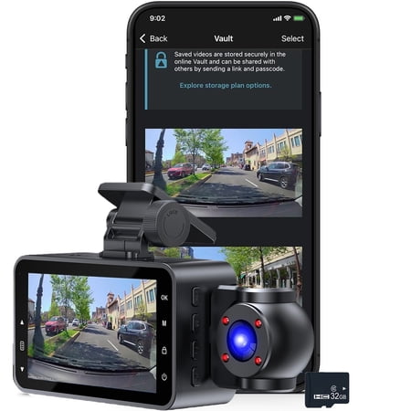 Dash Cam 3 Channel , 1080p, 140-degree FOV, Incident Detection Recording WiFi App Control, Night Vision, Parking Monitor, Loop Recording